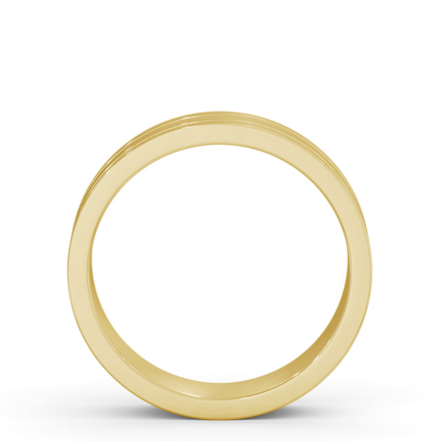 Mens Wedding Ring 9K Yellow Gold - Flat Double Grooved WBM50_YG_UP