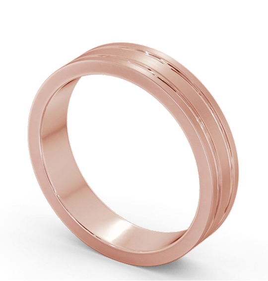 Mens Flat Profile Double Groove with Matt Finish Wedding Ring 18K Rose Gold WBM50B_RG_THUMB1