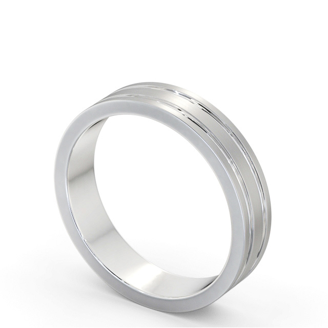 Mens Wedding Ring Platinum - Flat Double Grooved (Matt) | Angelic Diamonds
