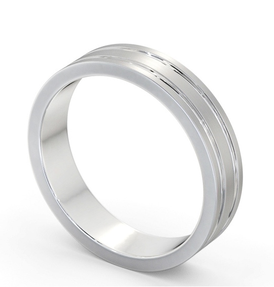 Mens Flat Profile Double Groove with Matt Finish Wedding Ring Palladium WBM50B_WG_THUMB1