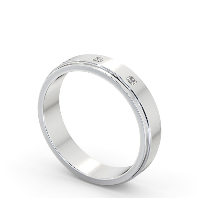 Mens Step Diamond Wedding Ring 18K White Gold - Clayton WBM51_WG_SIDE
