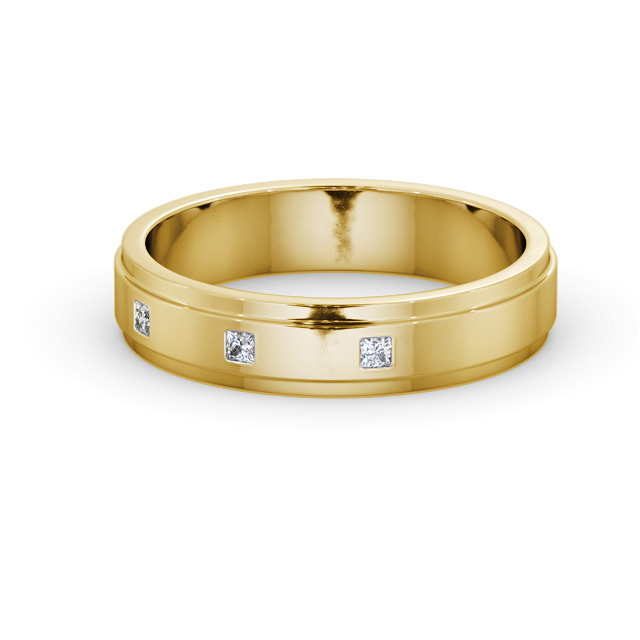 Mens Step Diamond Wedding Ring 9K Yellow Gold - Clayton WBM51_YG_FLAT