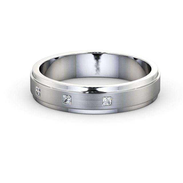 Mens Step Diamond Wedding Ring Platinum - Clayton (Matt) WBM51B_WG_FLAT