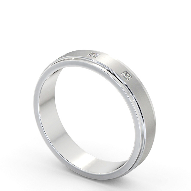 Mens Step Diamond Wedding Ring 18K White Gold - Clayton (Matt) WBM51B_WG_SIDE