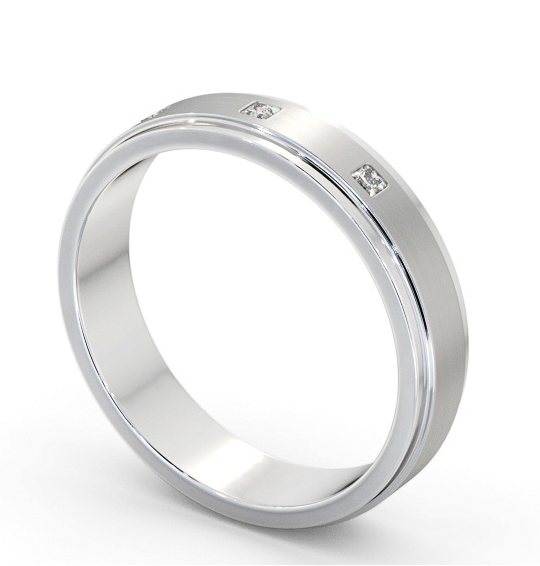  Mens Step Diamond Wedding Ring 18K White Gold - Clayton (Matt) WBM51B_WG_THUMB1 