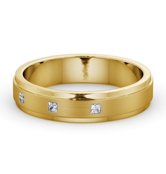  Mens Step Diamond Wedding Ring 18K Yellow Gold - Clayton (Matt) WBM51B_YG_THUMB2 