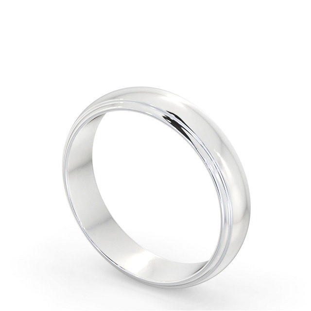 Mens Wedding Ring 9K White Gold - D-Shape Step WBM52_WG_SIDE