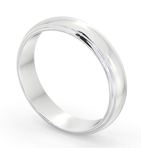  Mens Wedding Ring 18K White Gold - D-Shape Step WBM52_WG_THUMB1 
