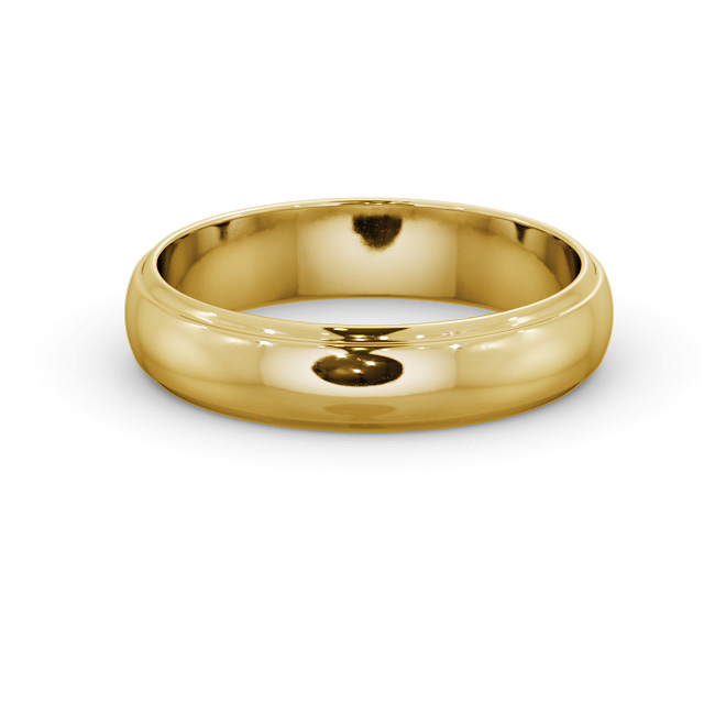 Mens Wedding Ring 9K Yellow Gold - D-Shape Step WBM52_YG_FLAT