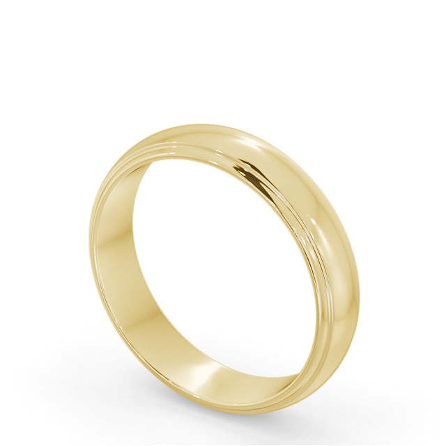 Mens Wedding Ring 9K Yellow Gold - D-Shape Step WBM52_YG_SIDE