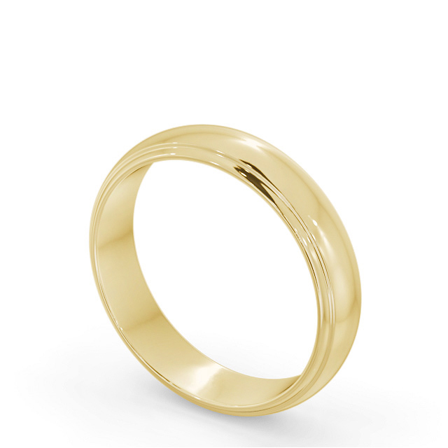 Mens Wedding Ring 18K Yellow Gold - D-Shape Step WBM52_YG_SIDE