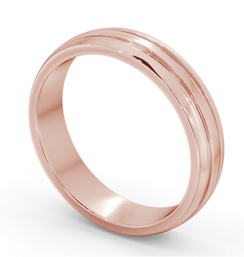 Mens D Shape Double Groove Wedding Ring 18K Rose Gold WBM53_RG_THUMB1 