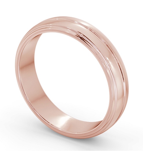 Mens D Shape Step and Single Groove Wedding Ring 9K Rose Gold WBM54_RG_THUMB1 