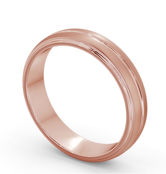 Mens D Shape Step and Single Groove with Matt Finish Wedding Ring 9K Rose Gold WBM54B_RG_THUMB1