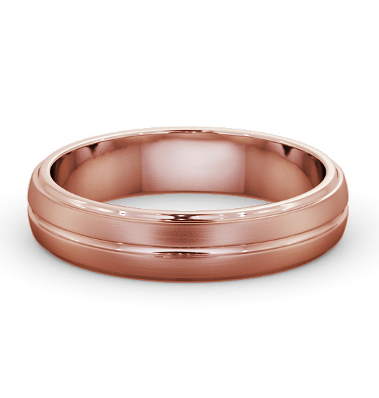 Harrell Mens Plain Wedding Ring D Shape Grooved Band Brushed Finish (Matt) WBM54B_RG_THUMB2 