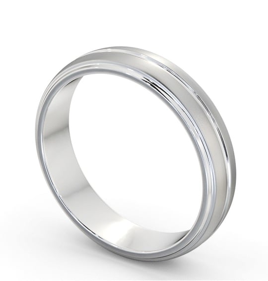 Mens D Shape Step and Single Groove with Matt Finish Wedding Ring 9K White Gold WBM54B_WG_THUMB1 