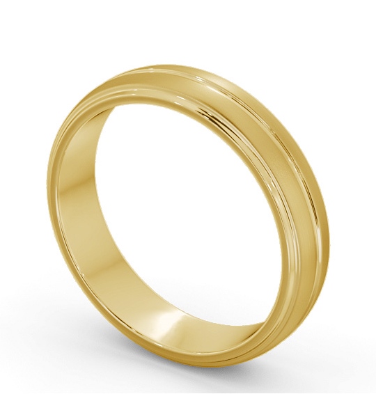 Mens D Shape Step and Single Groove with Matt Finish Wedding Ring 18K Yellow Gold WBM54B_YG_THUMB1 