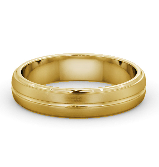 Harrell Mens Plain Wedding Ring D Shape Grooved Band Brushed Finish (Matt) WBM54B_YG_THUMB2 