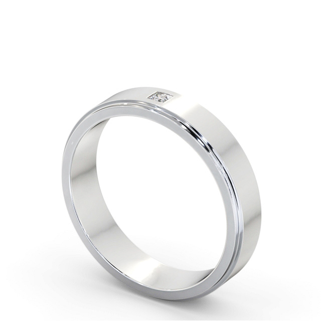 Mens Step Diamond Wedding Ring Palladium - Dunne WBM55_WG_SIDE