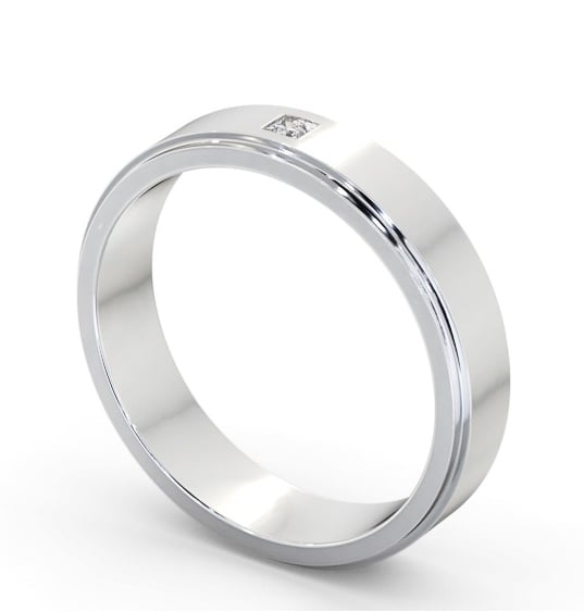 Mens Step Flat Profile Princess Diamond Diamond Wedding Ring 18K White Gold WBM55_WG_THUMB1 