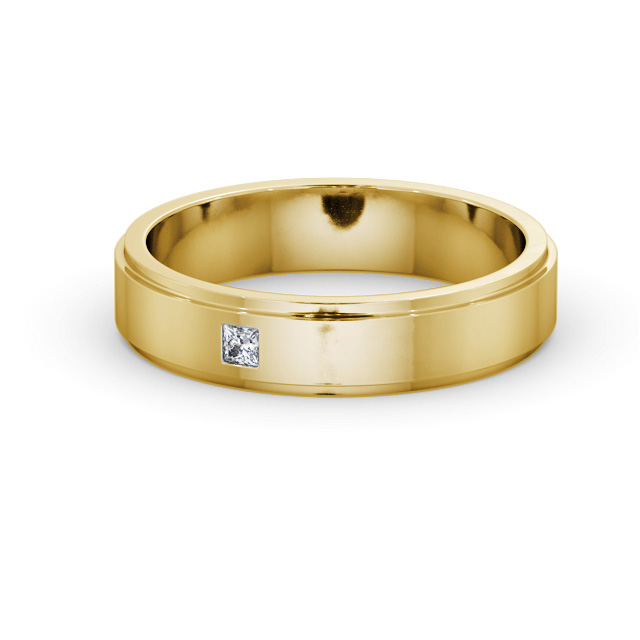 Mens Step Diamond Wedding Ring 18K Yellow Gold - Dunne WBM55_YG_FLAT