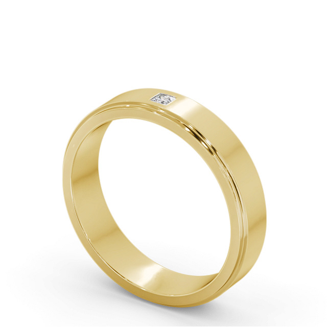 Mens Step Diamond Wedding Ring 18K Yellow Gold - Dunne WBM55_YG_SIDE