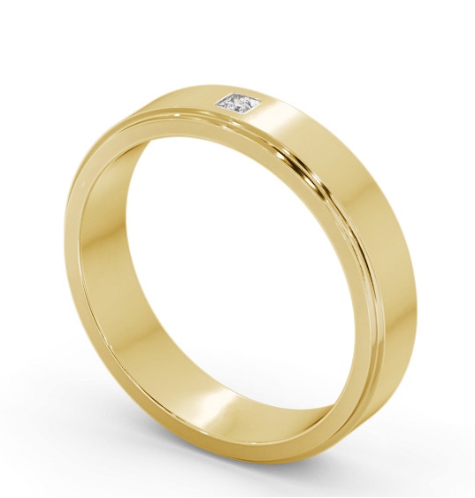 Mens Step Flat Profile Princess Diamond Diamond Wedding Ring 18K Yellow Gold WBM55_YG_THUMB1