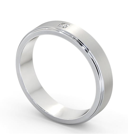 Mens Step Diamond Wedding Ring Platinum - Dunne (Matt) WBM55B_WG_THUMB1