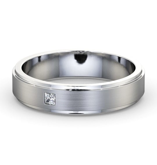  Mens Step Diamond Wedding Ring Platinum - Dunne (Matt) WBM55B_WG_THUMB2 
