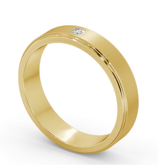 Mens Step Flat Profile Princess Diamond with Matt Finish Diamond Wedding Ring 18K Yellow Gold WBM55B_YG_THUMB1