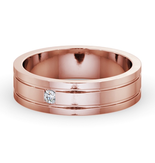 Mens 0.05ct Princess Diamond Double Groove Wedding Ring 18K Rose Gold WBM56_RG_THUMB2 