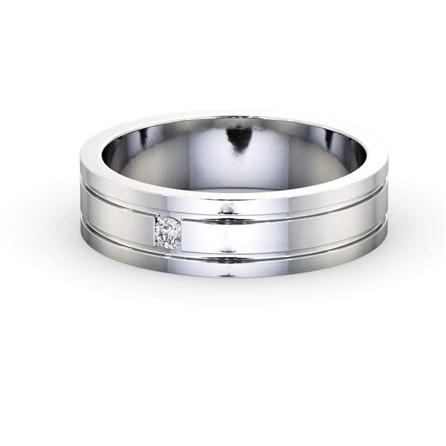 Mens 0.05ct Diamond Wedding Ring 18K White Gold - Darragh WBM56_WG_FLAT
