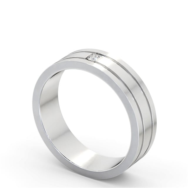 Mens 0.05ct Diamond Wedding Ring 18K White Gold - Darragh WBM56_WG_SIDE