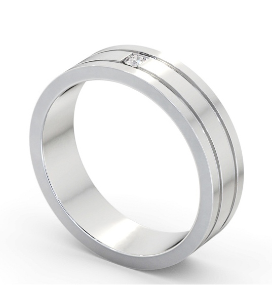  Mens 0.05ct Diamond Wedding Ring 18K White Gold - Darragh WBM56_WG_THUMB1 
