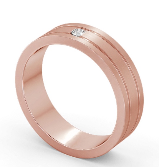 Mens 0.05ct Princess Diamond Double Groove with Matt Finish Wedding Ring 18K Rose Gold WBM56B_RG_THUMB1