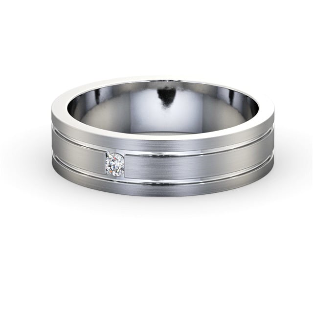 Mens 0.05ct Diamond Wedding Ring 18K White Gold - Darragh (Matt) WBM56B_WG_FLAT
