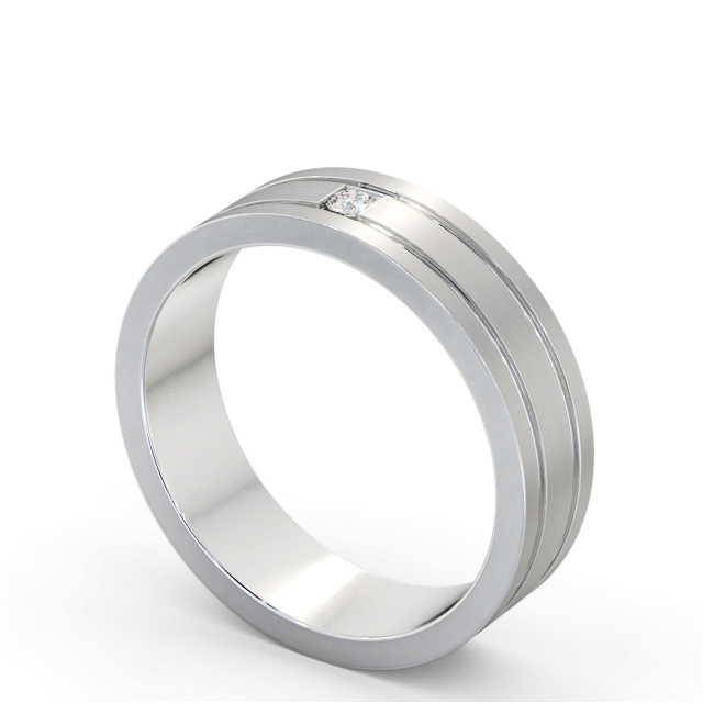 Mens 0.05ct Diamond Wedding Ring 18K White Gold - Darragh (Matt) WBM56B_WG_SIDE