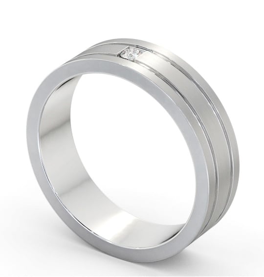  Mens 0.05ct Diamond Wedding Ring Platinum - Darragh (Matt) WBM56B_WG_THUMB1 