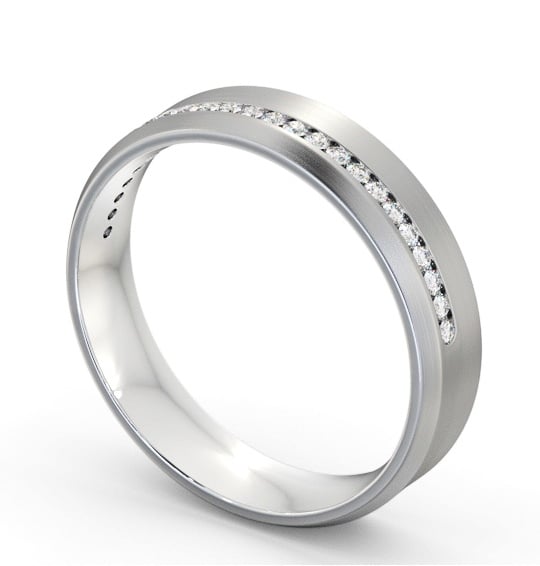 Mens 0.20ct Diamond Wedding Ring 18K White Gold - Finley (Matt) WBM57B_WG_THUMB1