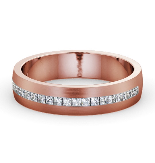 Mens 0.50ct Princess Diamond Channel Set with Matt Finish Wedding Ring 18K Rose Gold WBM58B_RG_THUMB2 