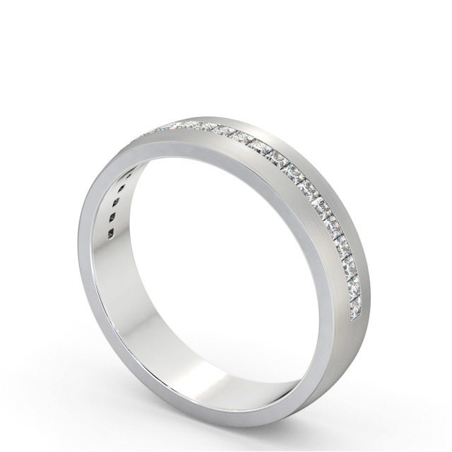 Mens 0.50ct Diamond Wedding Ring 18K White Gold - Walton (Matt) WBM58B_WG_SIDE