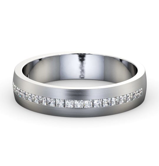 Mens 0.50ct Princess Diamond Channel Set with Matt Finish Wedding Ring Palladium WBM58B_WG_THUMB2 