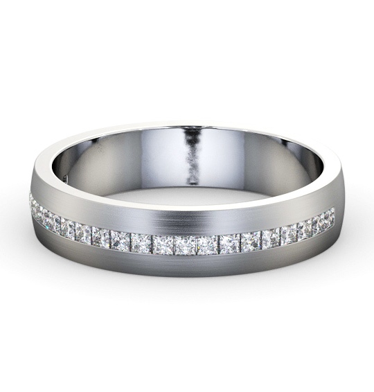 Mens 0.50ct Princess Diamond Channel Set with Matt Finish Wedding Ring 18K White Gold WBM58B_WG_THUMB2 