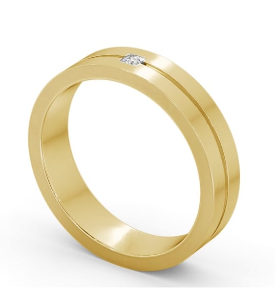 Mens Princess Diamond Single Groove Wedding Ring 9K Yellow Gold WBM59_YG_THUMB1