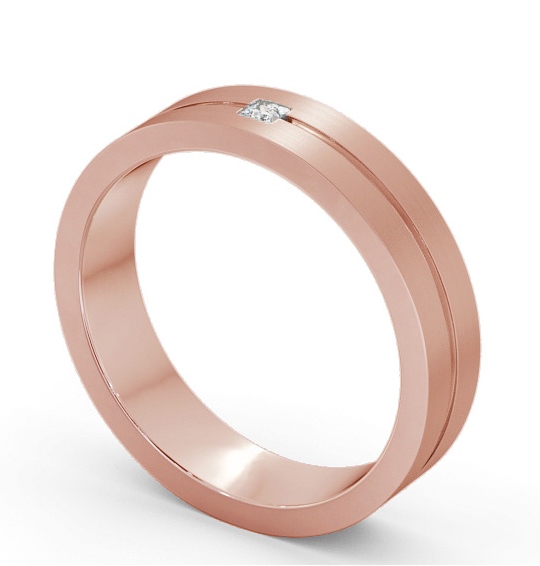 Mens Princess Diamond Single Groove with Matt Finish Wedding Ring 9K Rose Gold WBM59B_RG_THUMB1