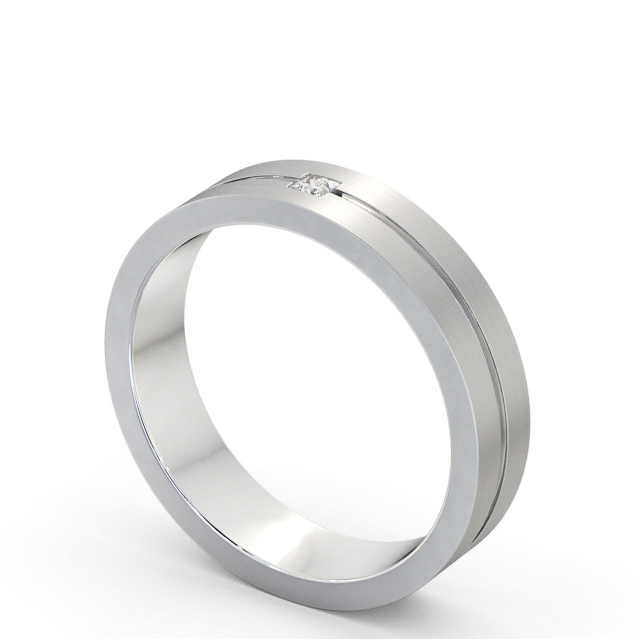 Mens Diamond Wedding Ring 18K White Gold - Kobi (Matt) WBM59B_WG_SIDE