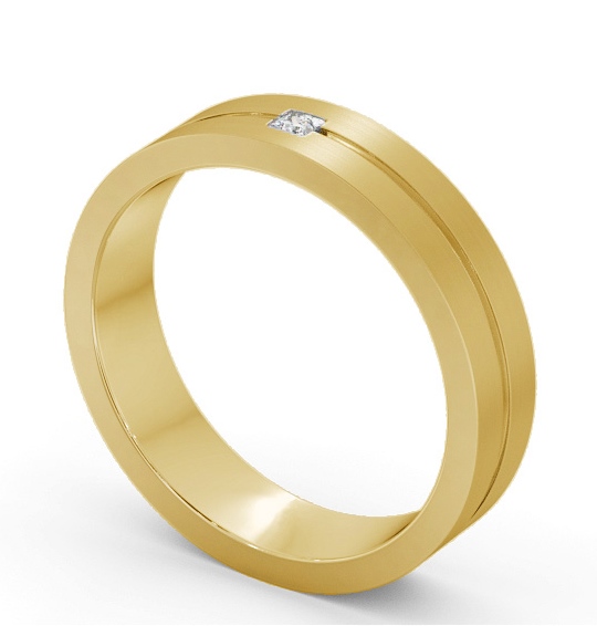 Mens Princess Diamond Single Groove with Matt Finish Wedding Ring 18K Yellow Gold WBM59B_YG_THUMB1