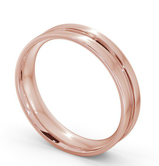 Mens Flat Court Single Groove Wedding Ring 18K Rose Gold WBM5_RG_THUMB1 