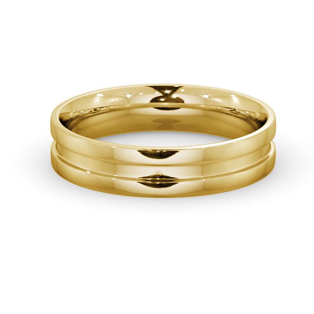 Mens Wedding Ring 9K Yellow Gold - Flat Court Single Groove WBM5_YG_FLAT