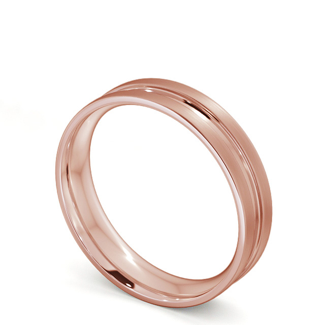 Mens Wedding Ring 18K Rose Gold - Flat Court Single Groove (Matt) WBM5B_RG_SIDE